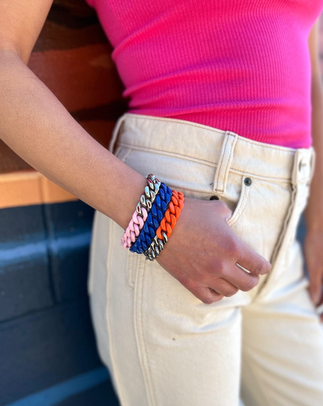 Jetty bracelet - Orange & Silver