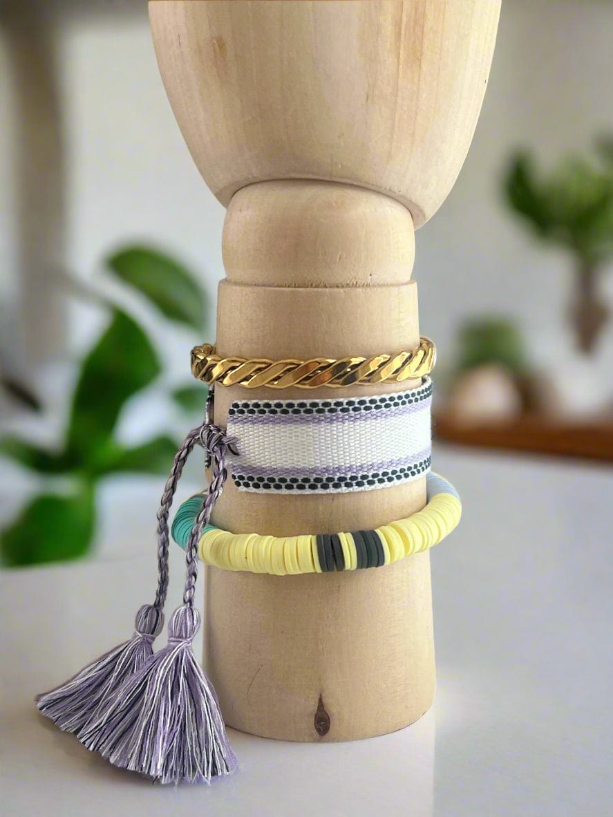 Summer Days bracelet - White/Purple & Black stripe