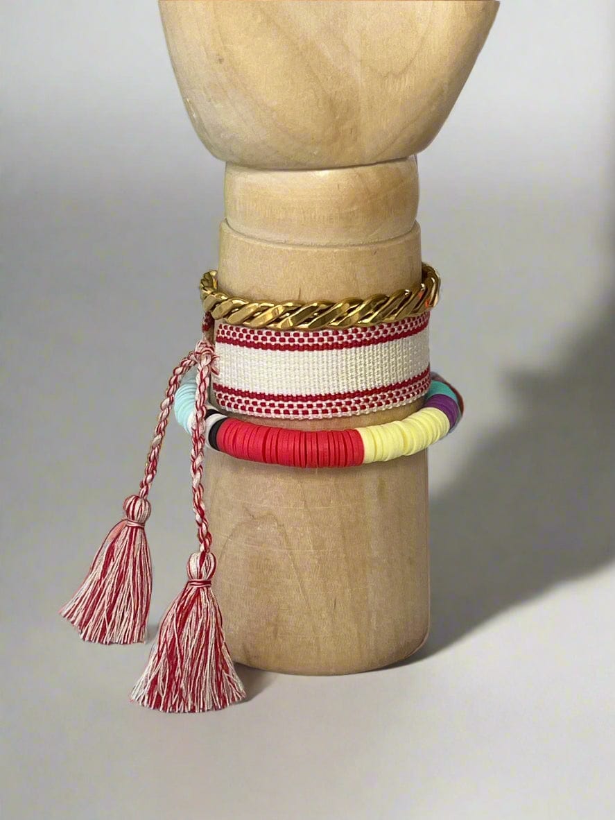Summer Days bracelet - Cream & Red