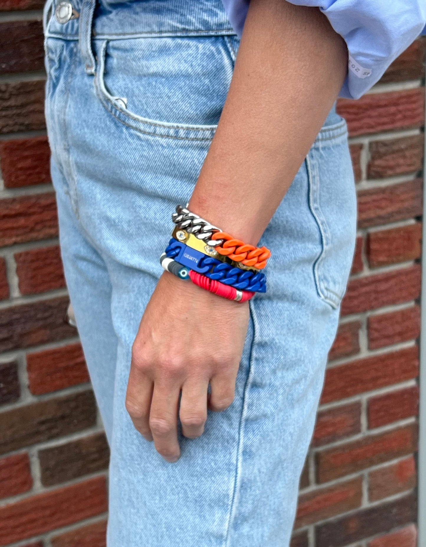 Jetty bracelet - Orange & Silver