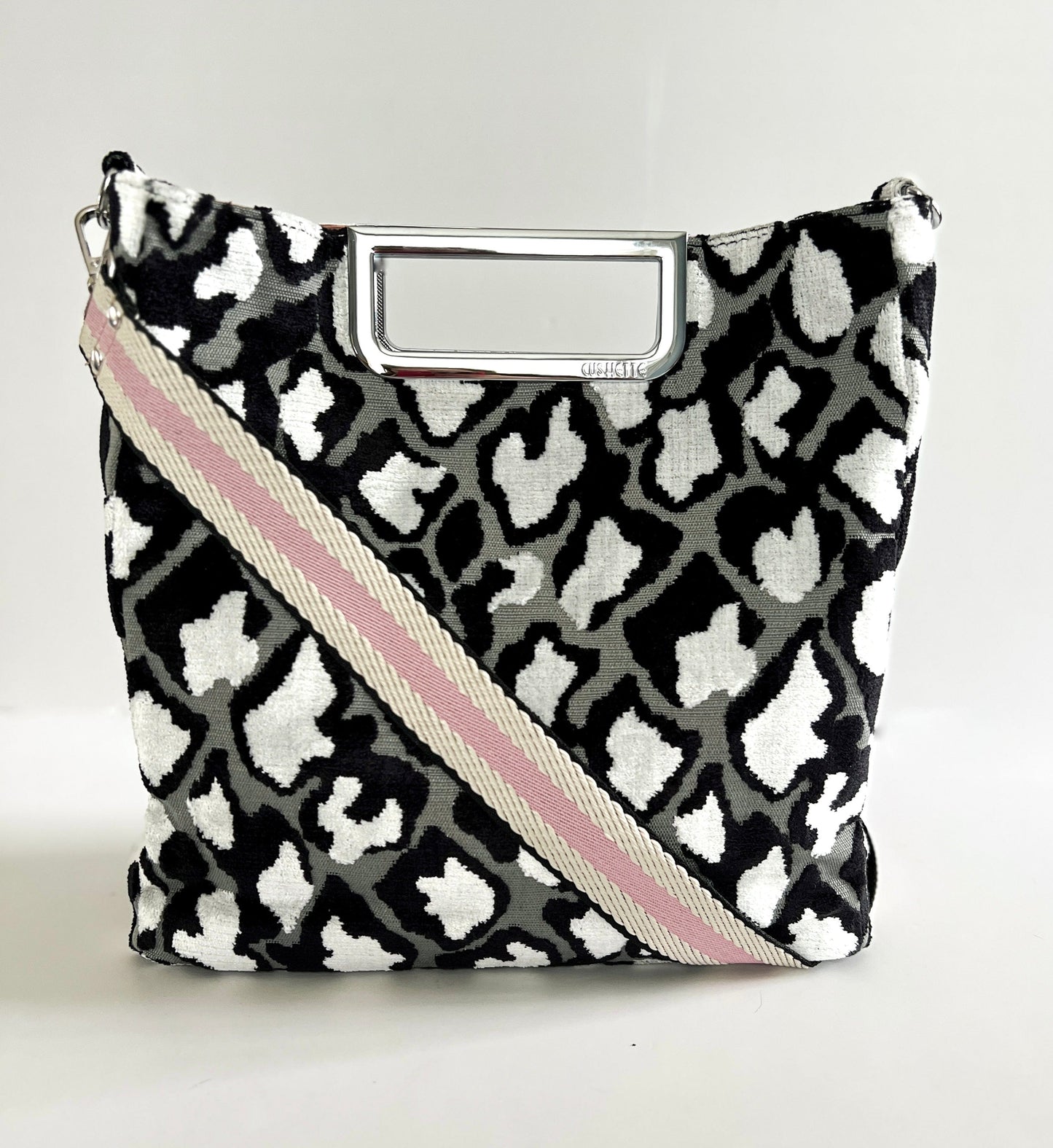 Black leopard Jane crossbody handbag - Shiny chrome hardware