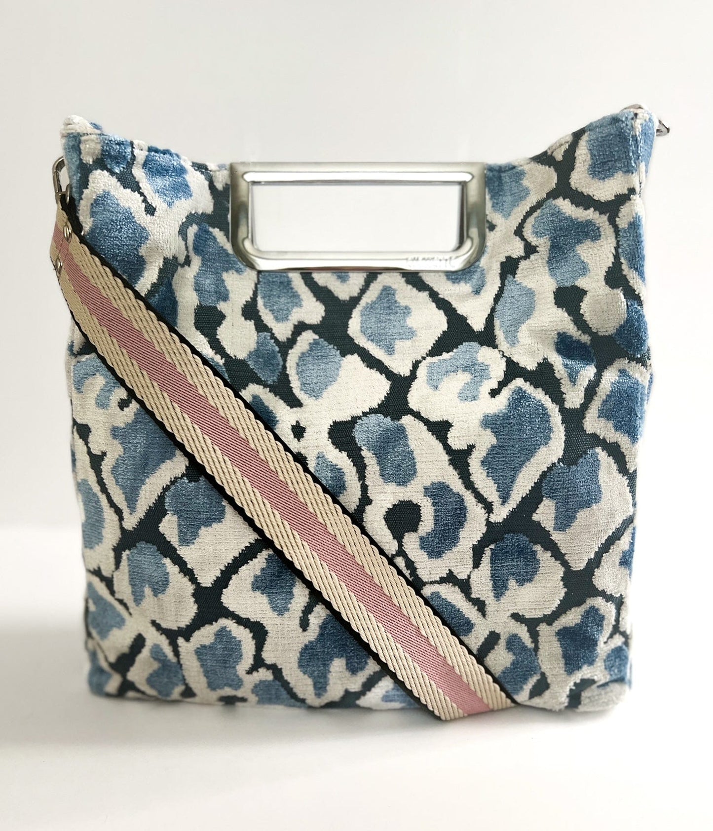 Blue leopard Jane crossbody handbag - Shiny chrome hardware