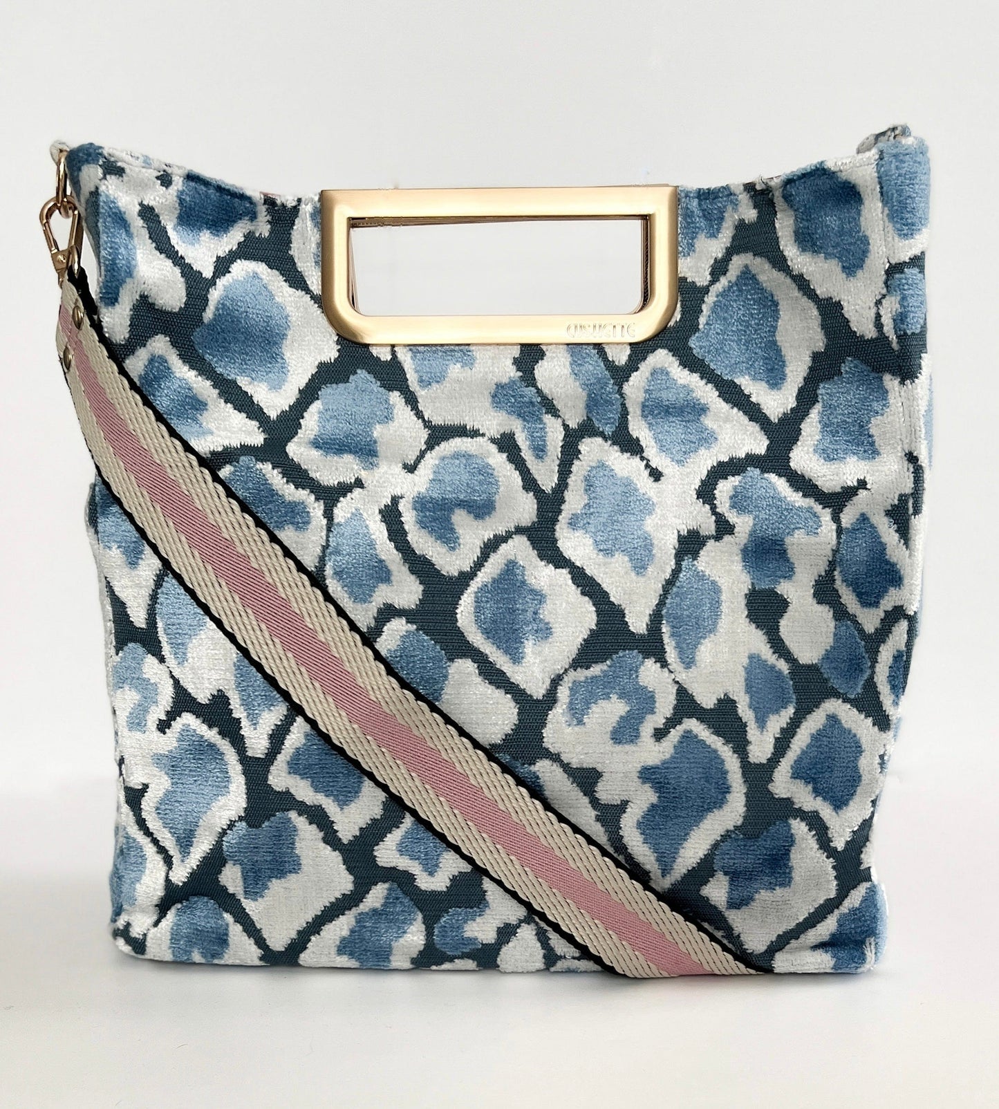 Blue leopard Jane crossbody handbag - Brushed gold hardware