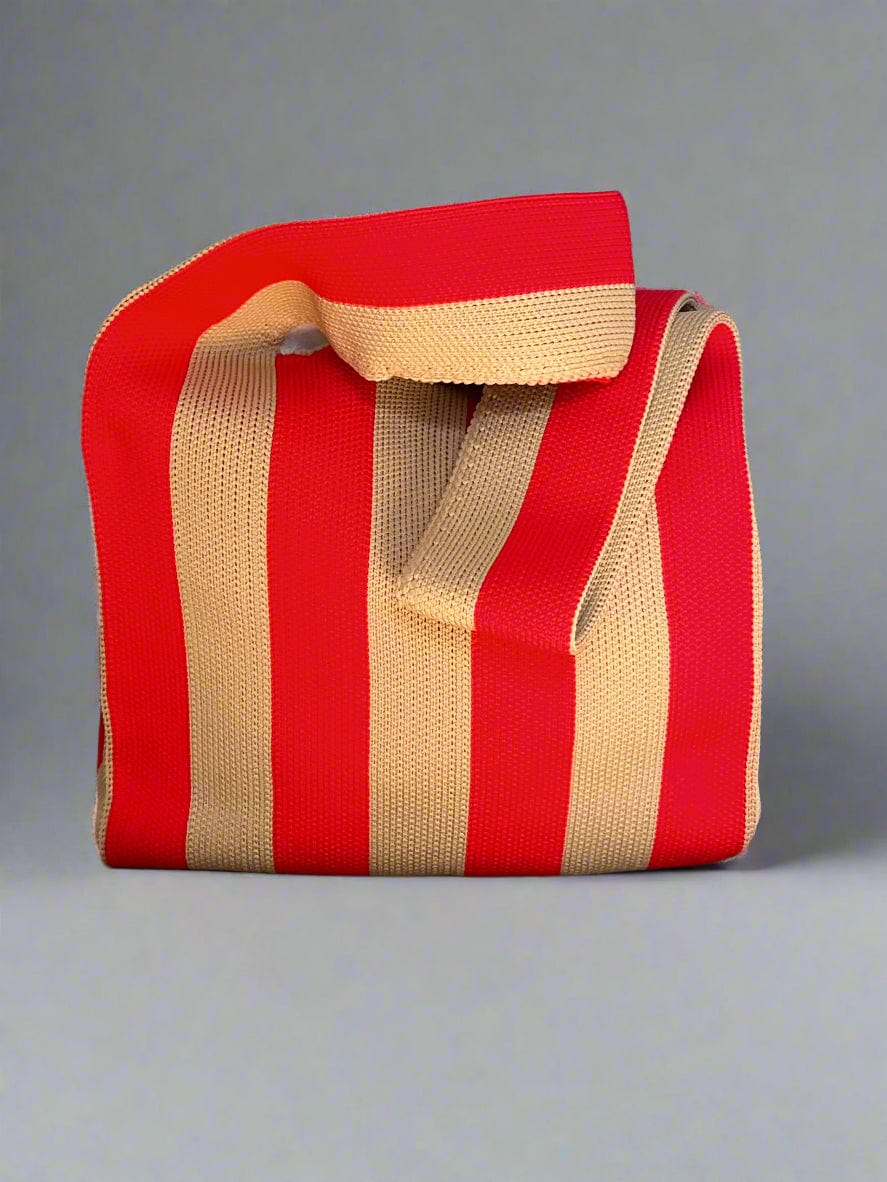 The Cabana bag - Red & Khaki stripe