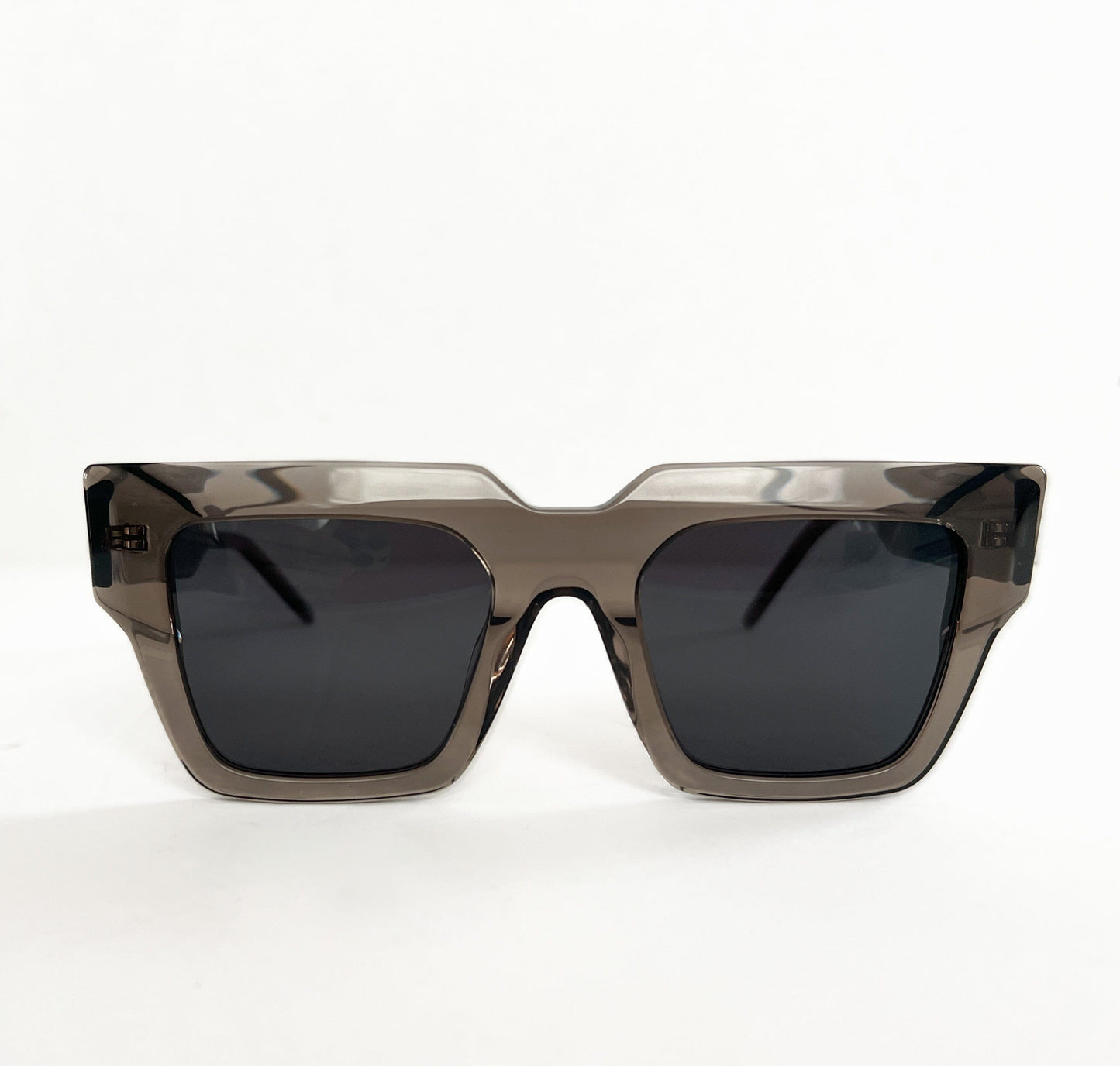 Grey polarized square frame sunglasses