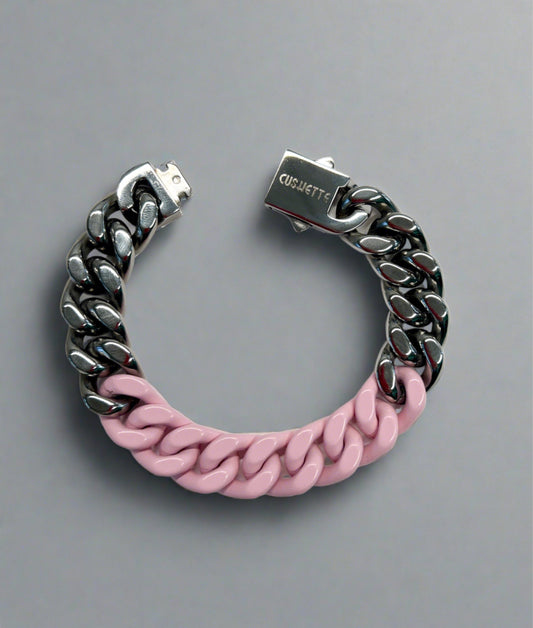 Jetty bracelet - Pink & silver