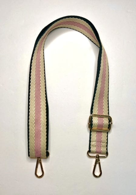 Pink & navy basket weave Jane crossbody handbag - Brushed gold hardware